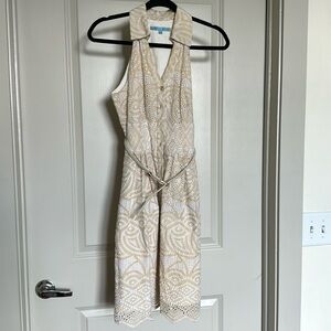 Cream lace collar button down dress - size 2